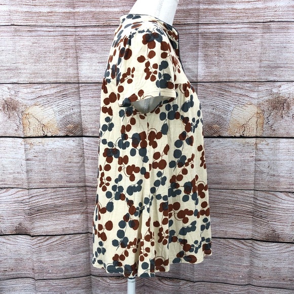 Anthropologie Cream and Blue and Burnt Orange Leaf Blouse Size S - Picture 4 of 9